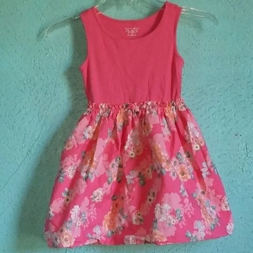 Dress The Children's Place Pink Floral Ribbed Tank SLEEVELESS Youth Kids Girls 5